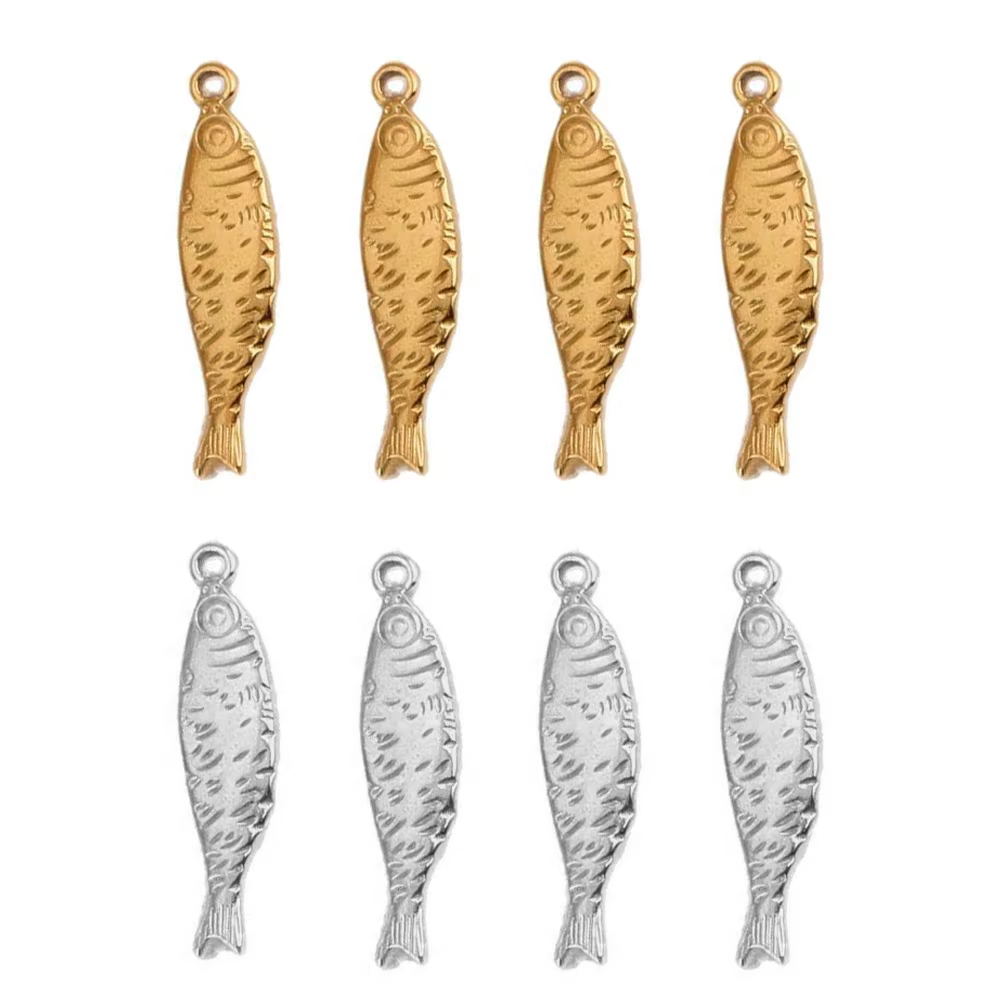 1/5Pcs Stainless Steel Fish Gold Ocean Animal Charms Cute Beads for DIY Bracelets Necklace Earring Pendants Jewelry Making