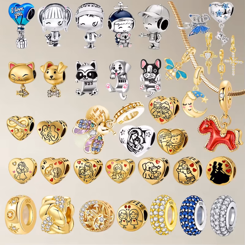 New Hot Sale 925 Silver Family Love & Animal Dangle Charms Beads,Fit Original Bracelets,DIY Making Jewelry Gifts For Women Girls