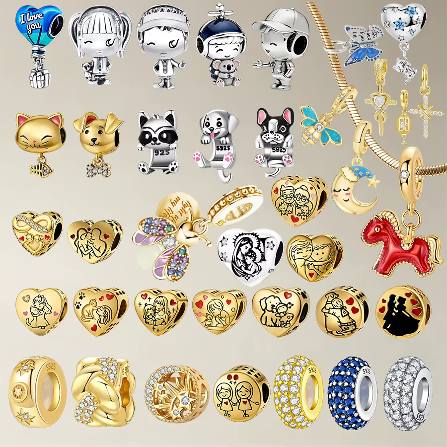 New Hot Sale 925 Silver Family Love & Animal Dangle Charms Beads,Fit Original Bracelets,DIY Making Jewelry Gifts For Women Girls