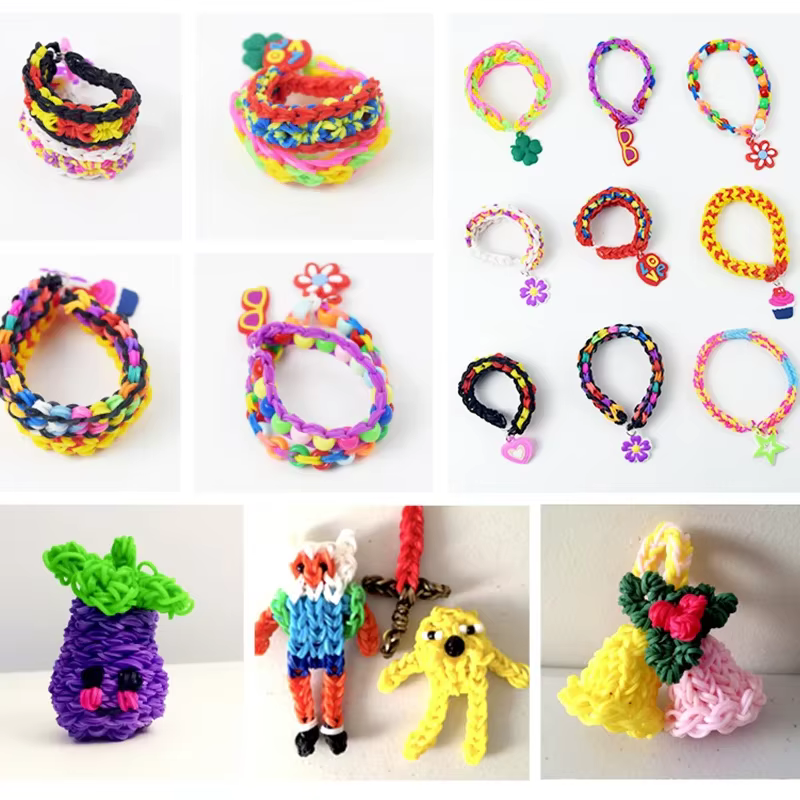Rubber Bands Loom DIY Handmade Bracelet Making Kits bead animals Toys for Girls Children Craft Toys Christmas Gifts Weaving Tool Box