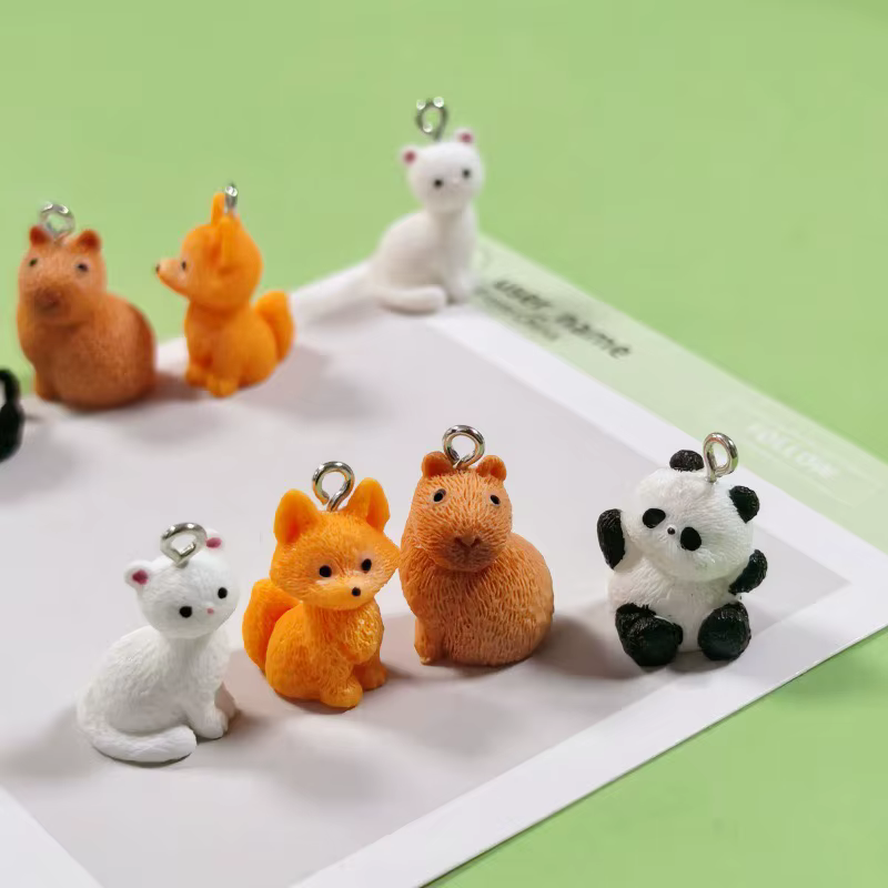 New arrived 50pcs/lot color pattern print fox bead animals cartoon cats fox Panda shape resin beads diy jewelry garment hair accessory