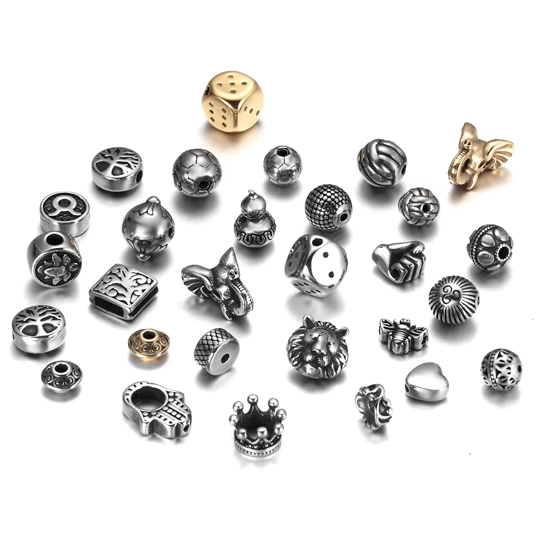Stainless Steel Animal Patterned Spacers Beads 2mm Small Hole Charms for Beaded Bracelet Accessories DIY Jewelry Making