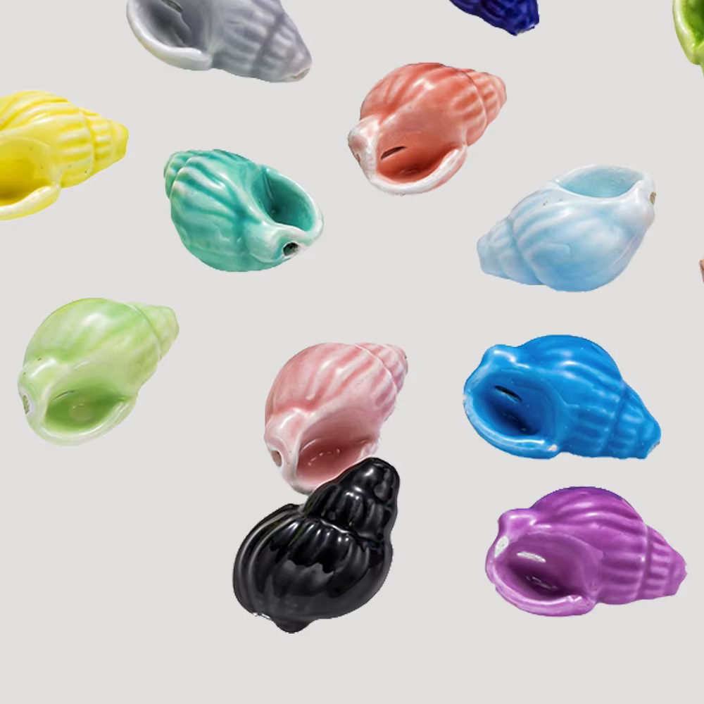 10pcs Ceramic Fish Conch Shell Beads Summer Sea Animals Charms Loose Spacers for DIY Handmade Bracelet Jewelry Making Supplies