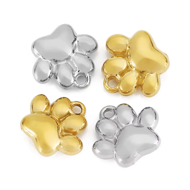5pcs Stainless Steel Dog Claw Charms Beads Necklace Pendants Never Fade Earrings Charms for DIY Bracelet Findings Jewelry Making