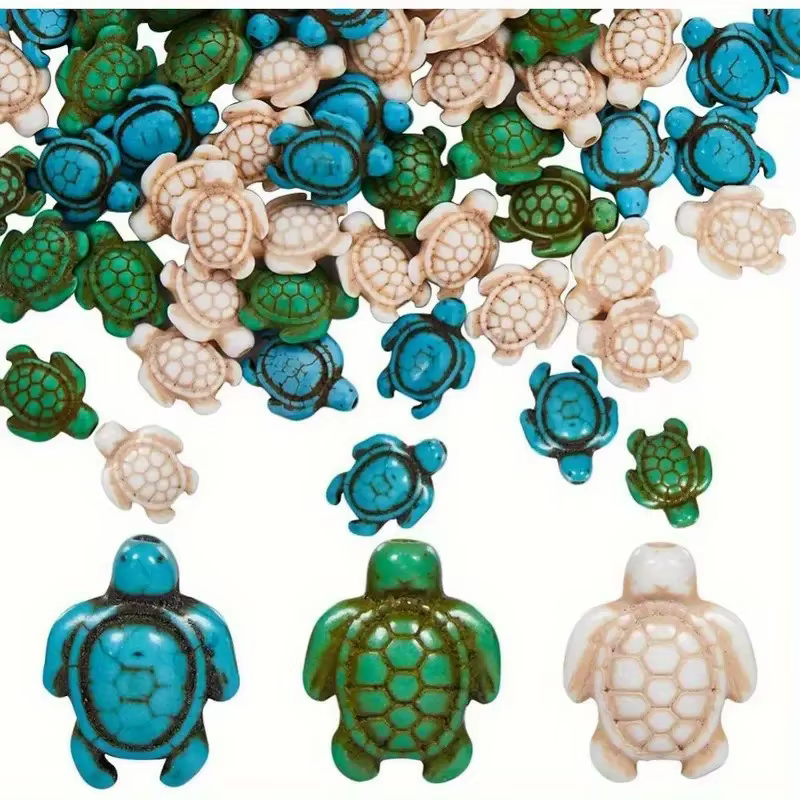 8pcs Multicolor Turquoise bead animals Summer Marine Animals Loose Spacing Beads Jewelry Making DIY Spacing Bead Set for Beach Vacations Parties Weddings Birthdays Anniversaries Valentine's Day Gifts Accessories Graduation Season School Start Season Gifts