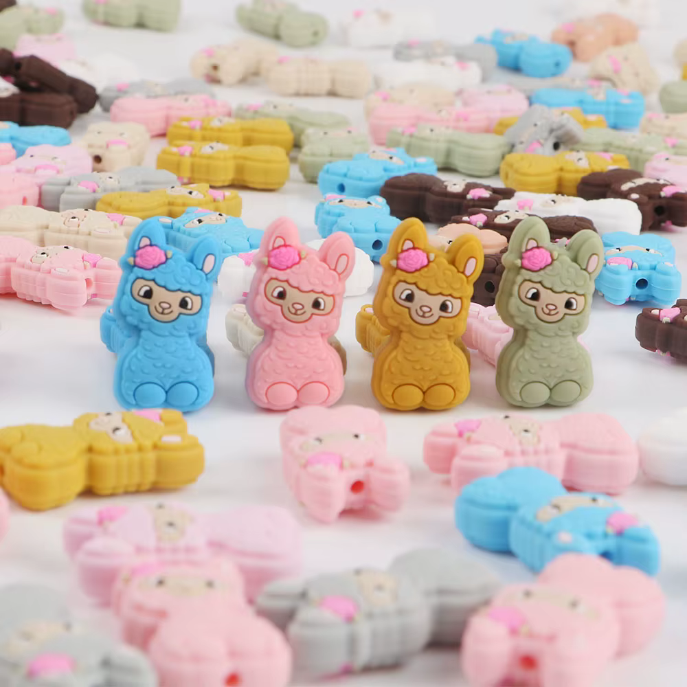Alpacas Silicone Beads 5Pcs Mini Sheep Animal Molar DIY Necklace Accessories  Bracelet