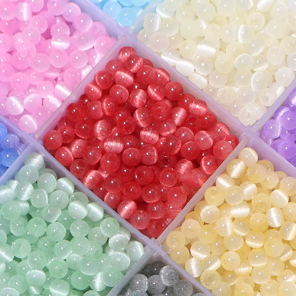 30g/lot 4mm Colorful Glass Rice Beads Cat Eye Bead Loose Spacer Round Bead For Handmade DIY Jewelry Bracelet Necklace Accessorie