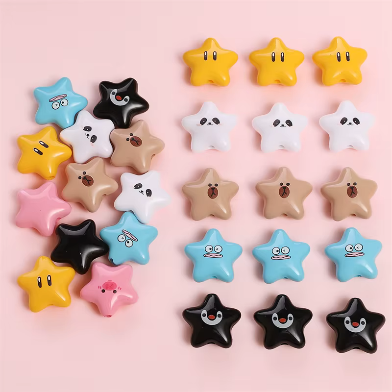 2pcs Cute Beads Cartoon Animal Star Beads For Jewelry Making DIY Earrrings Bracelet Necklace Phone Chain Hair Pin Accessories